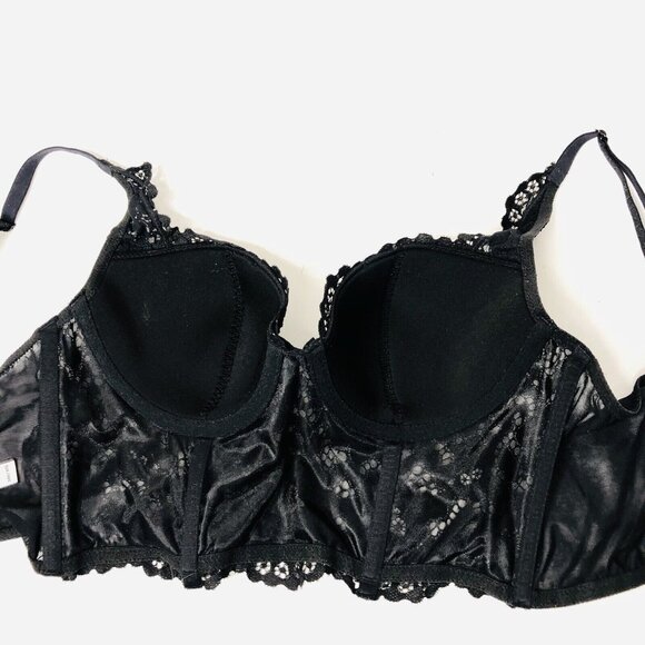 Victoria’s Secret Black Bra Corset Bustier 34B B75 Lace Mesh Lingerie Romantic - Picture 5 of 8